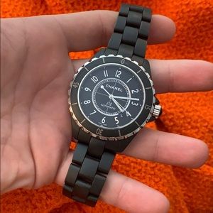 Genuine Chanel j12 black ceramic wrist watch